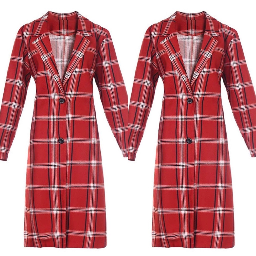 Plaid Lightweight Trench Coat - Picture 2 of 2